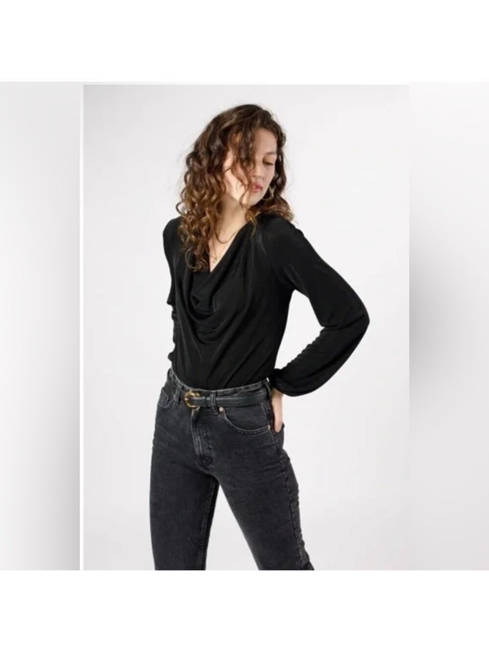 🔥NEW🔥 Nordstrom by BOG Aggie Cowl Neck Long Sleeve Black size S Bodysuit NWT